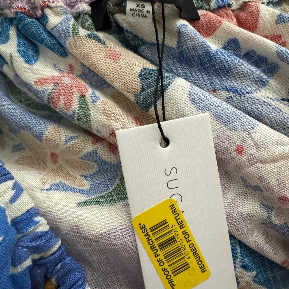 NWT Sugarlips Multicolor Ruffle One-Shoulder Crop Top - Picture 6 of 9